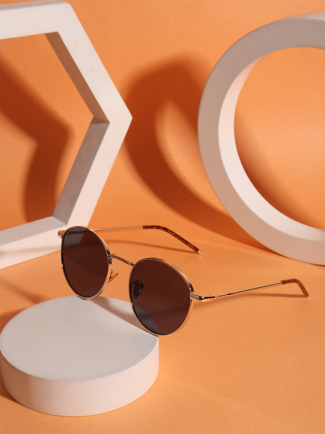 Mast & Harbour Women Black Lens Sunglasses With UV Protected Lens 2339 gold black-black