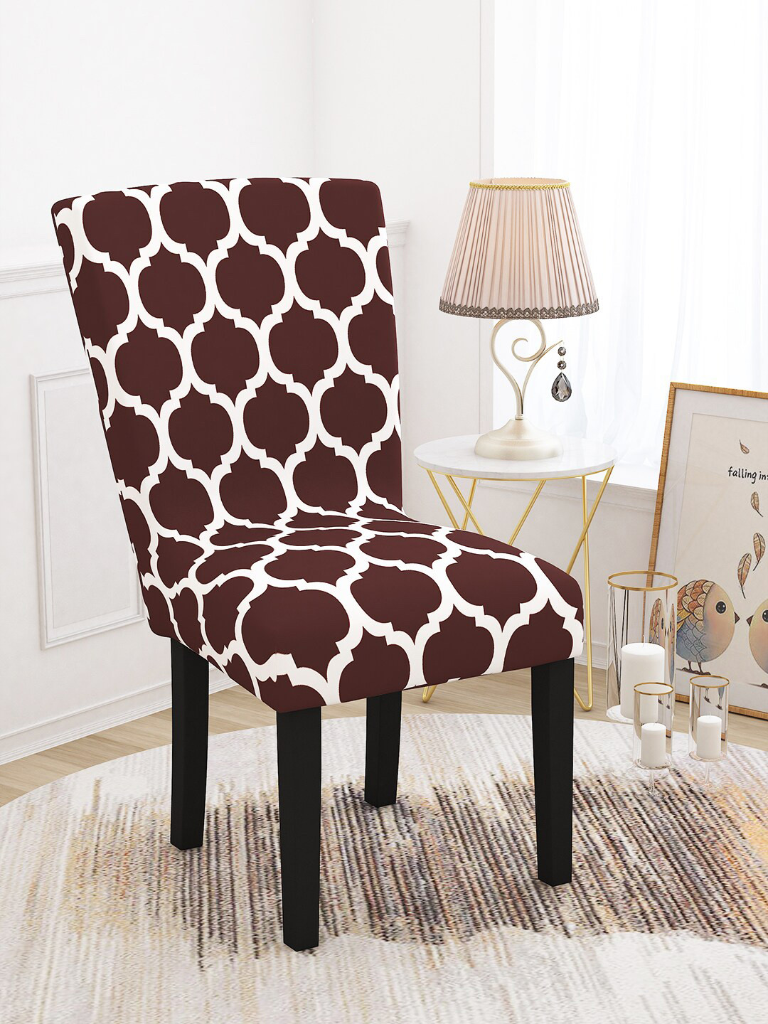 Story@home Maroon Printed Chair Cover