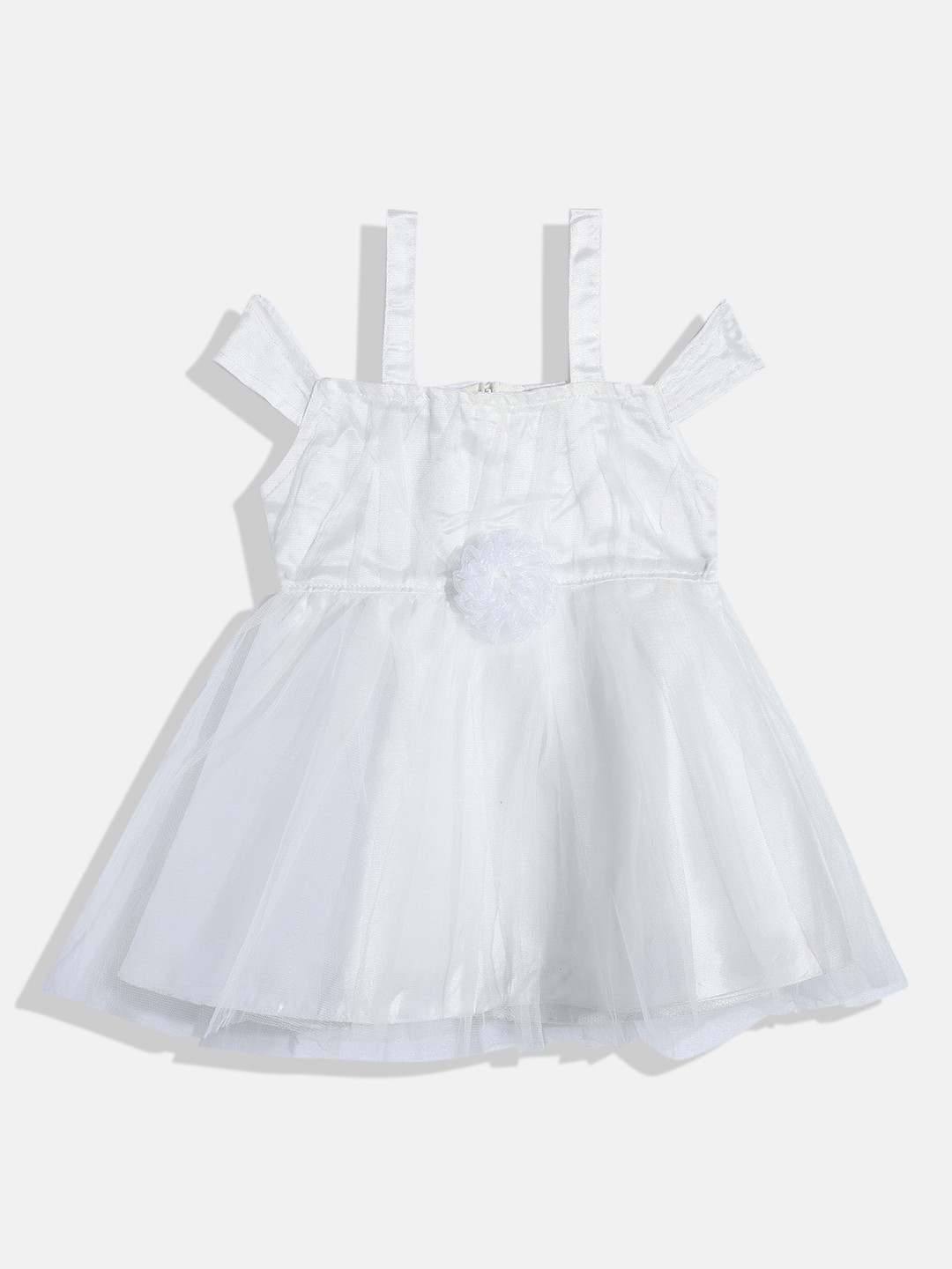 YK Girls Cold-Shoulders A-Line Dress