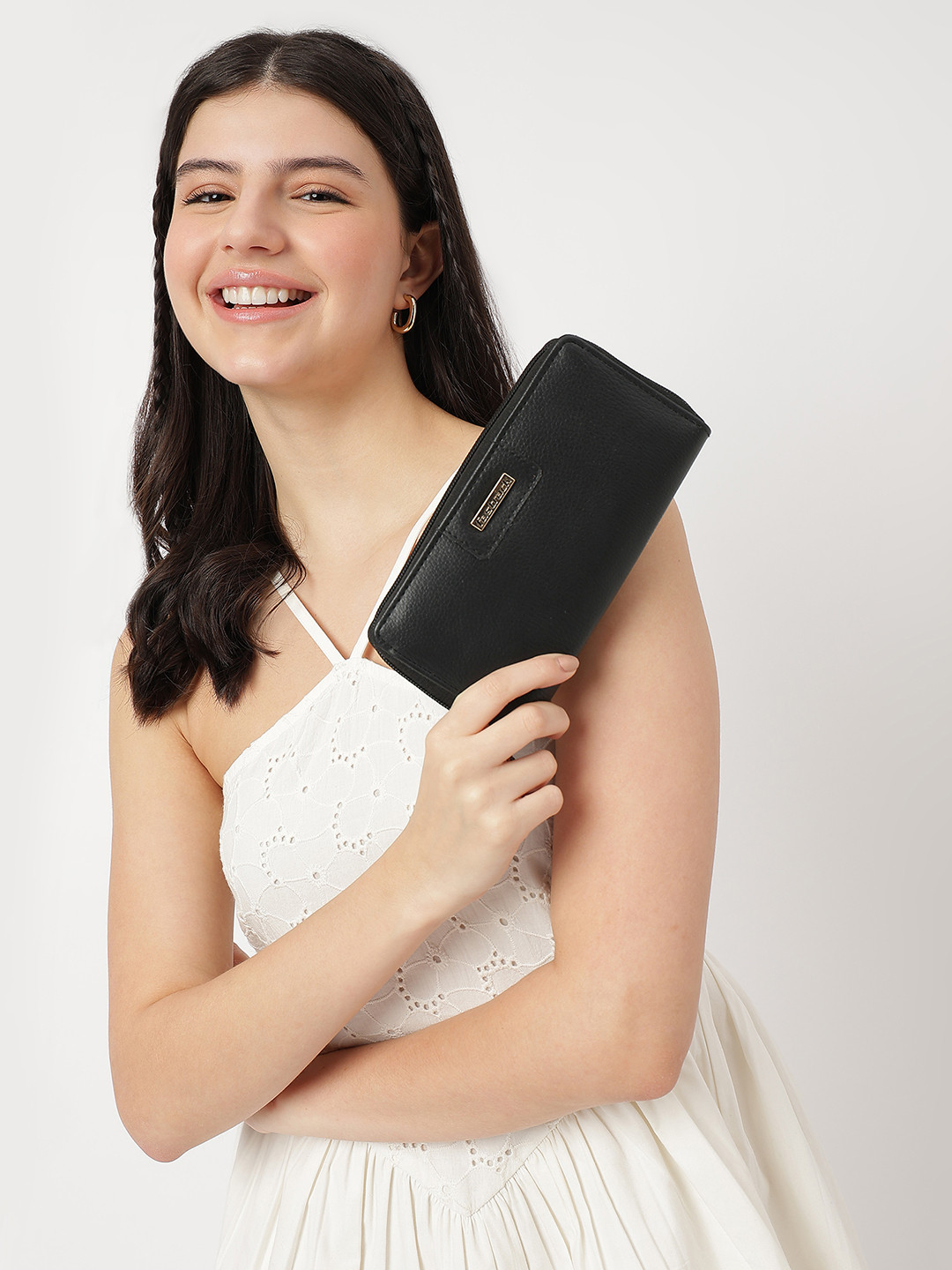 Fastrack Women Abstract Textured PU Zip Around Wallet