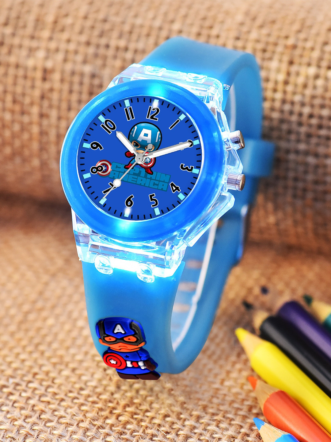 Shocknshop Unisex Kids Analogue Multi Function Watch 327 Blue Captain America