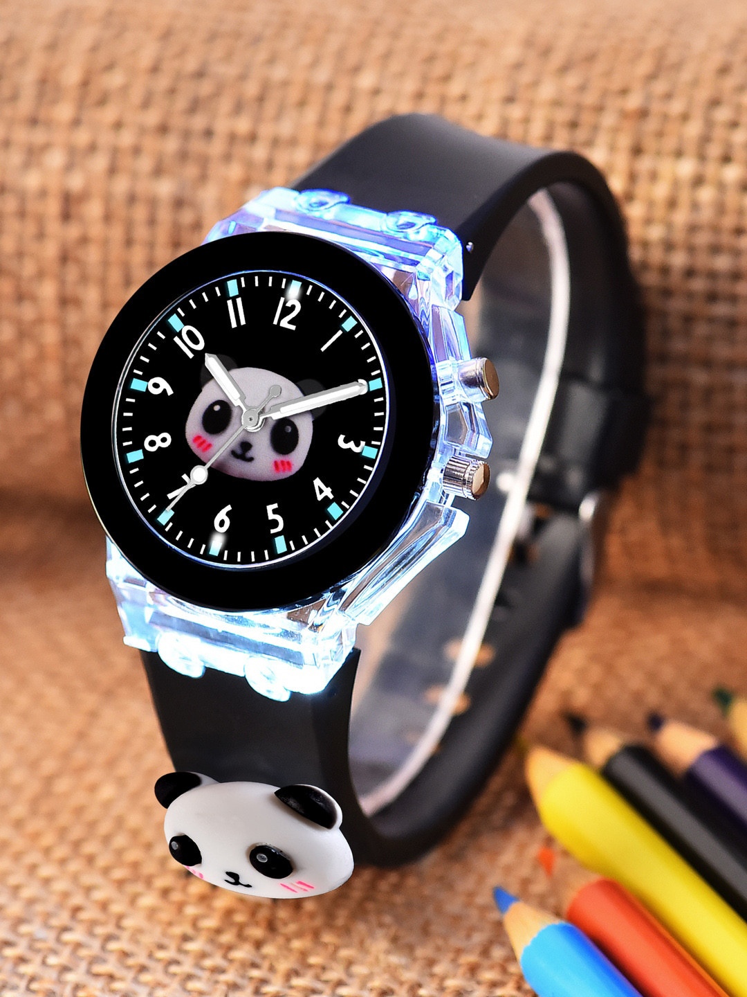 Shocknshop Unisex Kids Printed Dial Analogue Multi Function Watch 327 Black Panda