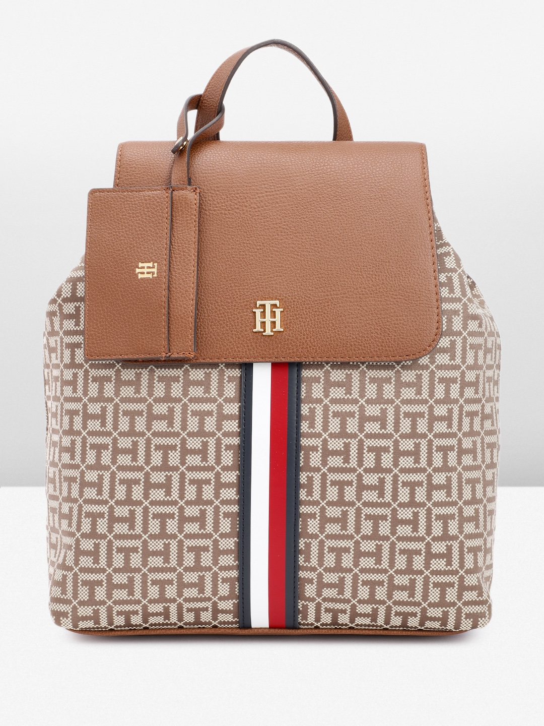 New Brown Tommy Hilfiger buy Backpack NWT Purse Bag Large Geometric MSRP $118