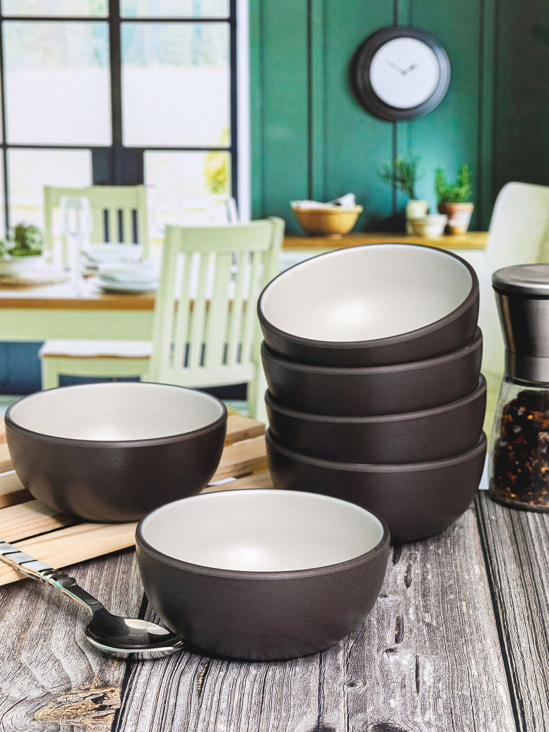 Servewell 6 Pieces Black Melamine Glossy Soup Bowls