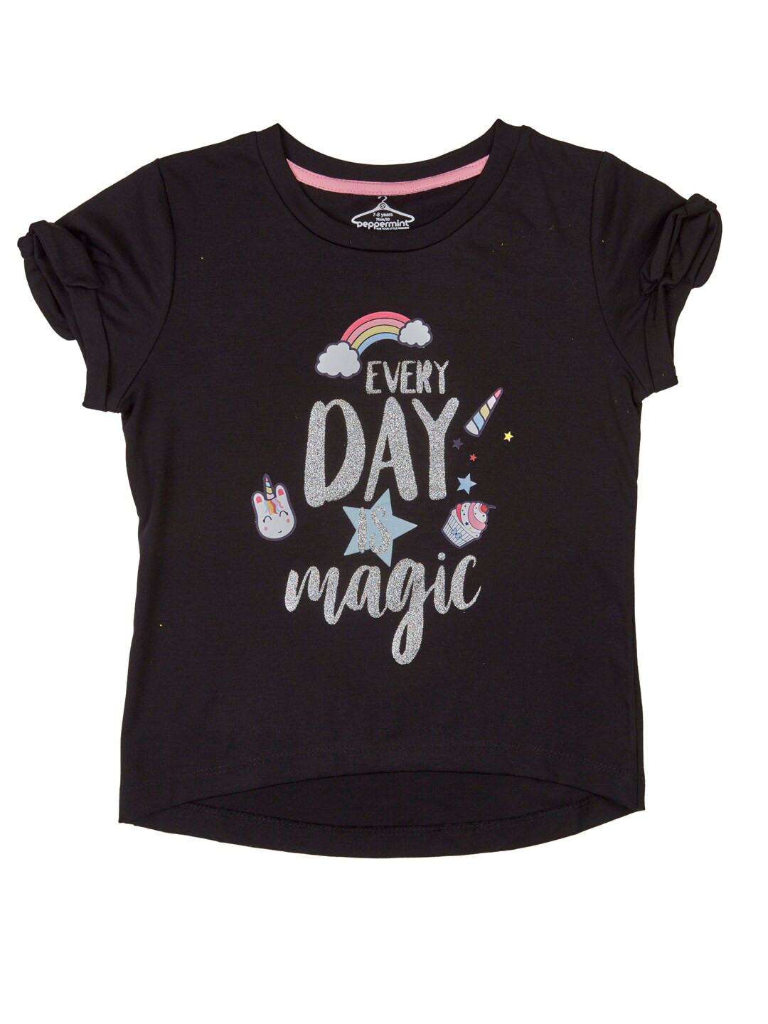 Peppermint Girls Typography Printed Ruffled Top
