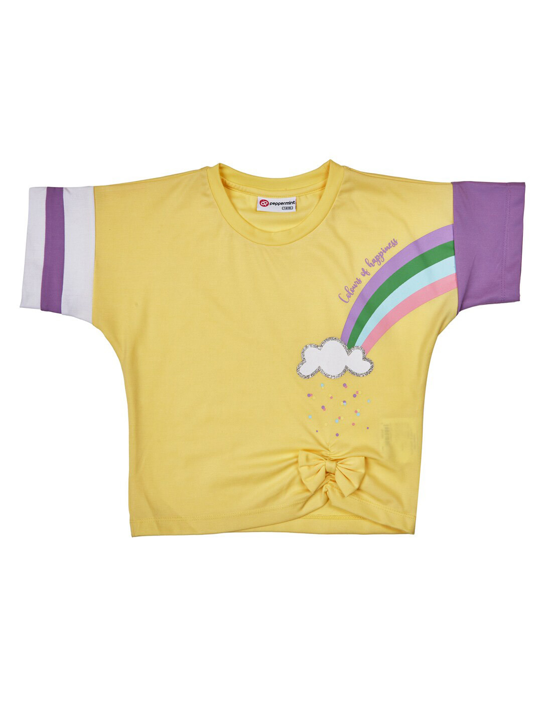 Peppermint Girls Graphic Printed Bow Detail Top