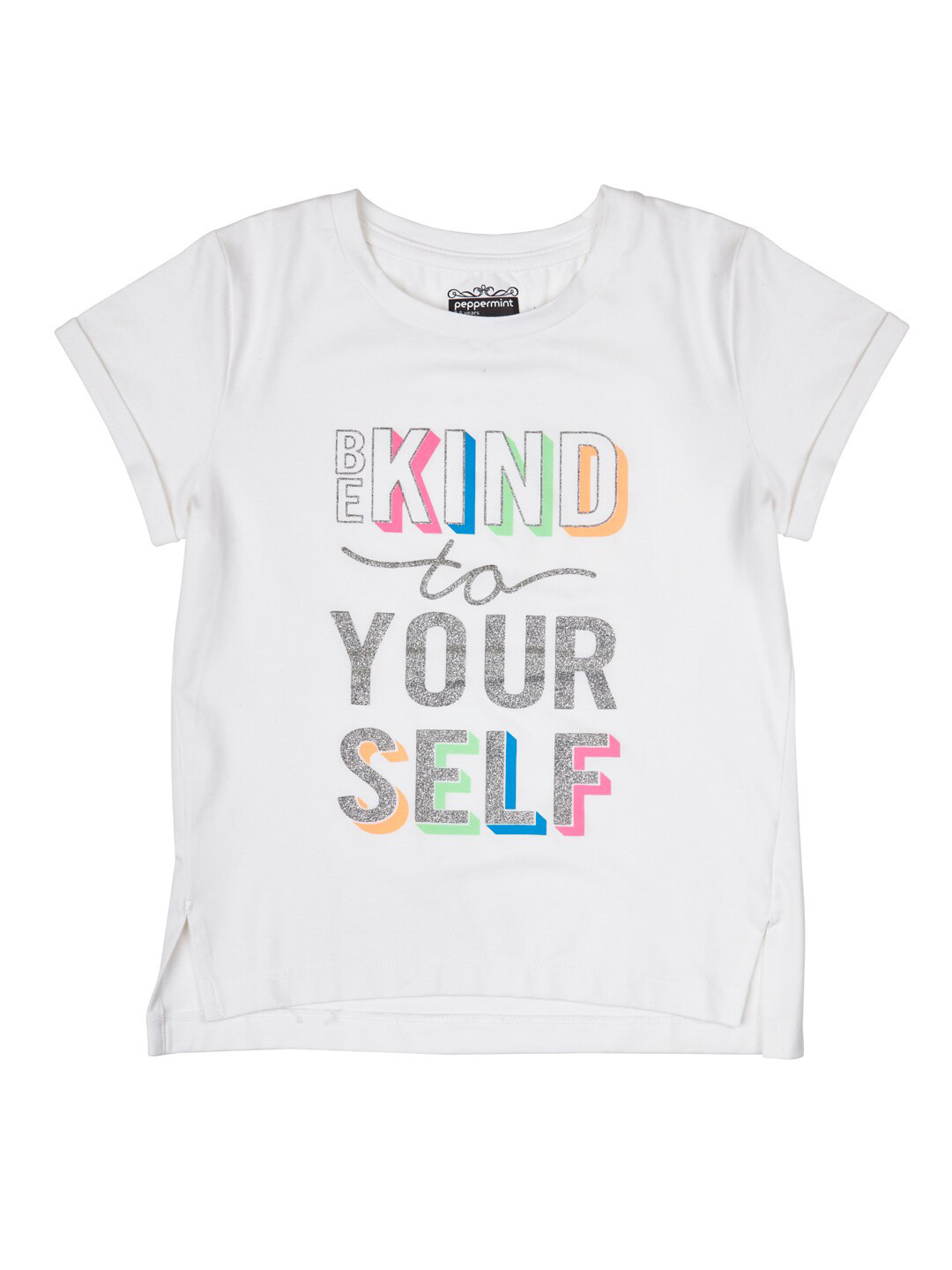 Peppermint Girls Typography Printed Cotton T-shirt
