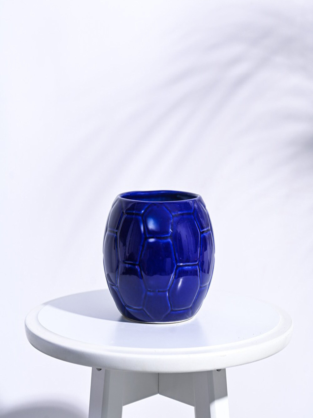 UGAOO Blue Textured Football Ceramic Planter