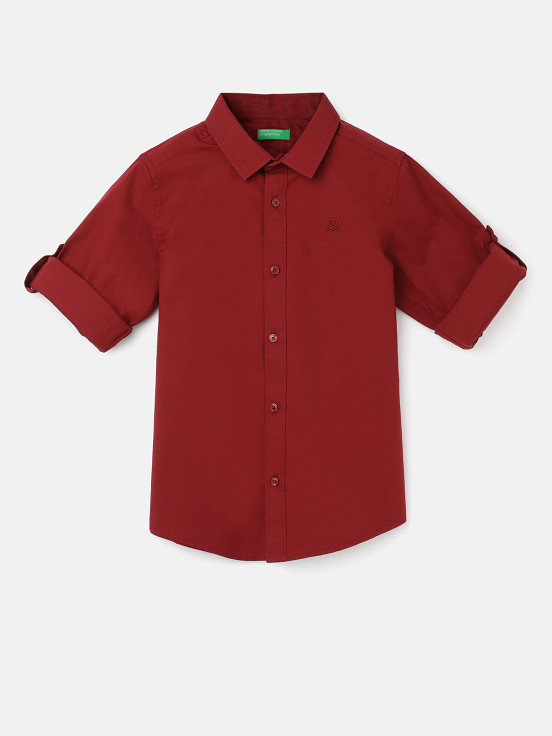 United Colors of Benetton Boys Spread Collar Roll-Up Sleeves Casual Shirt