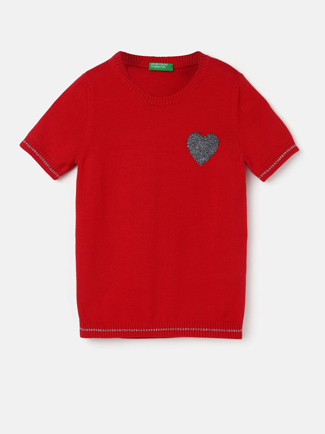 United Colors of Benetton Girls Applique Regular Fit Cotton Casual Sweaters