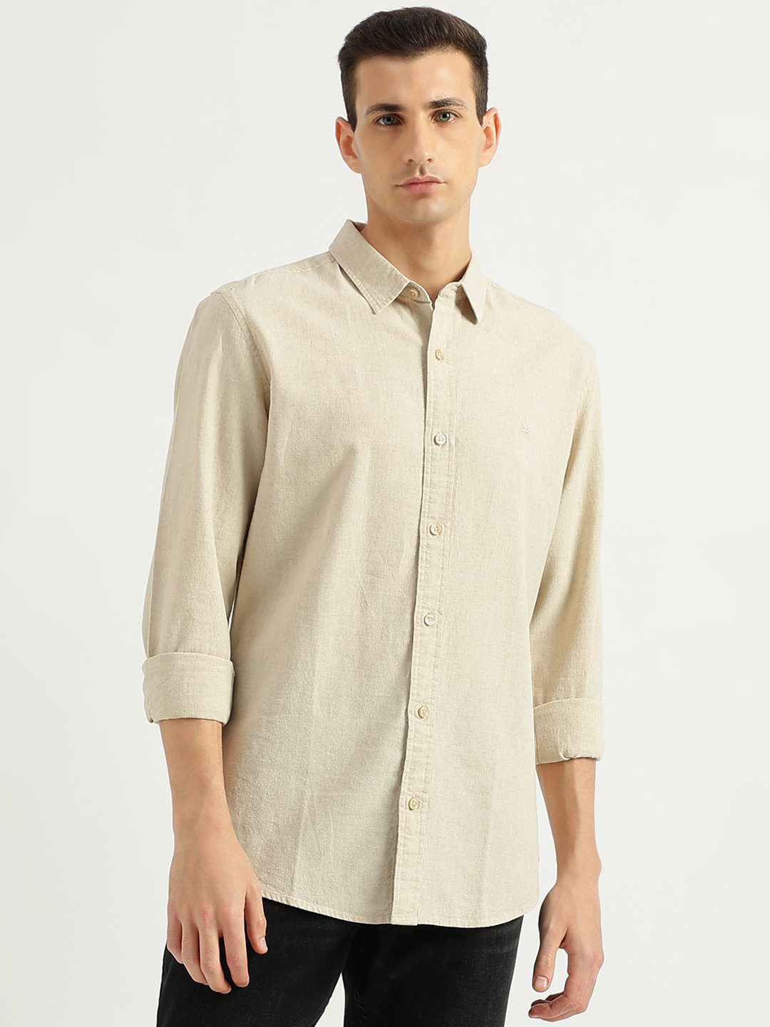 United Colors of Benetton Micro Ditsy Printed Slim Fit Cotton Casual Shirt