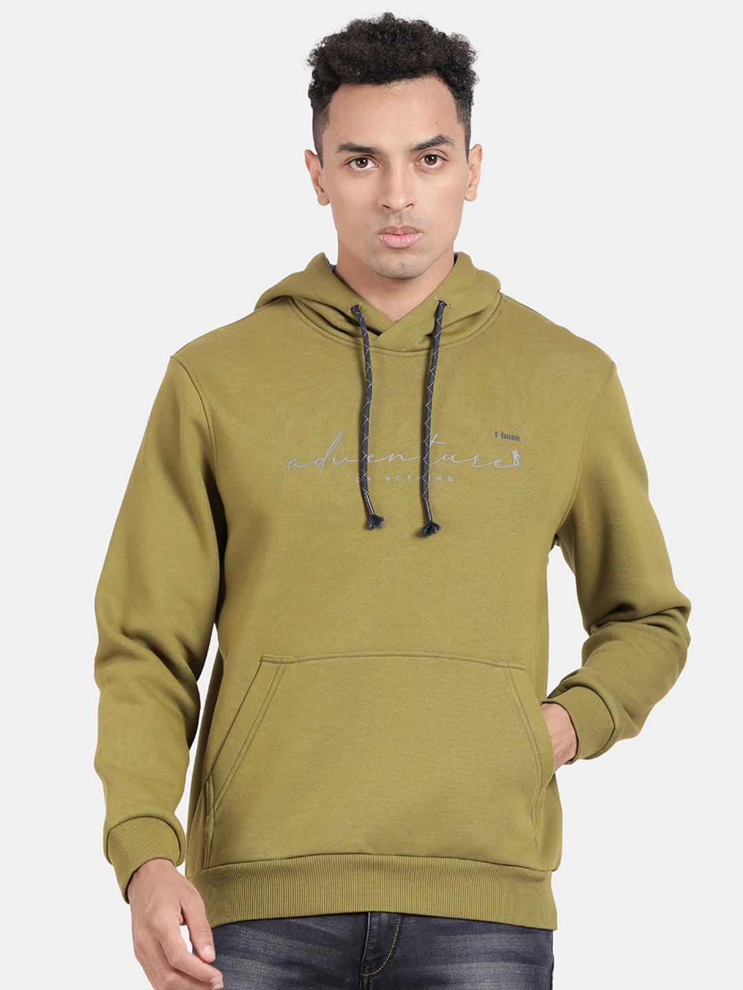t-base Kangaroo Pockets Ribbed Hooded Cotton Sweatshirt