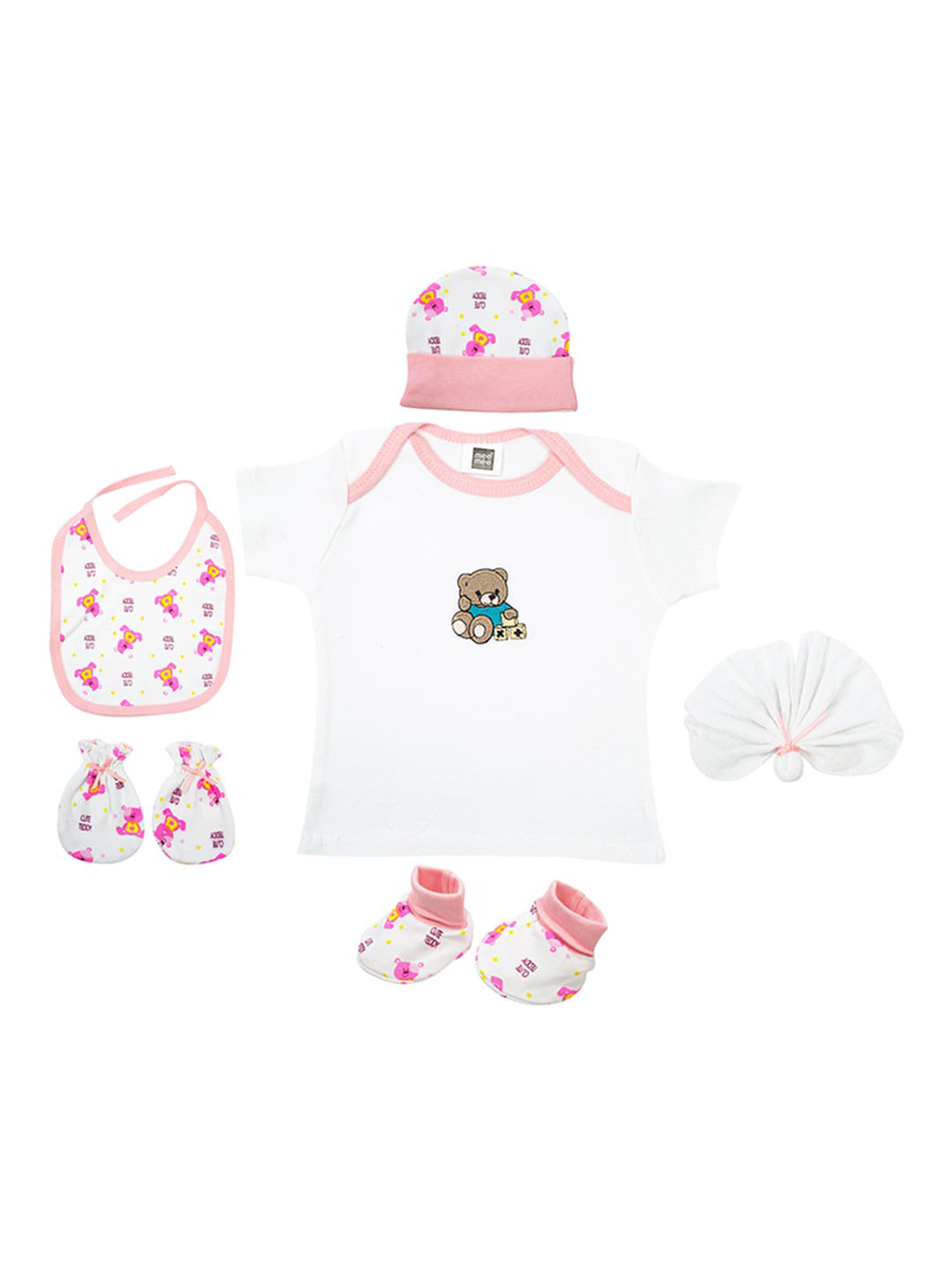 MeeMee Infants Pack Of 6 Printed Pure Cotton Baby Apparel Gift Set