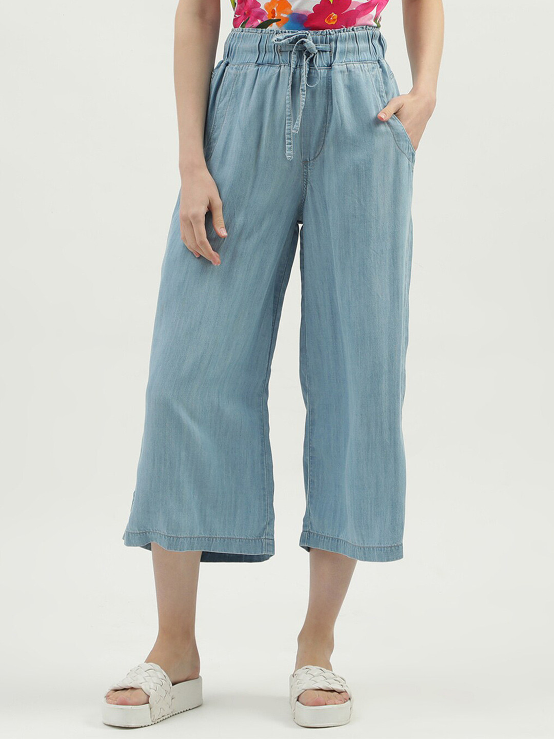 United Colors of Benetton Mid-Rise Cropped Palazzos