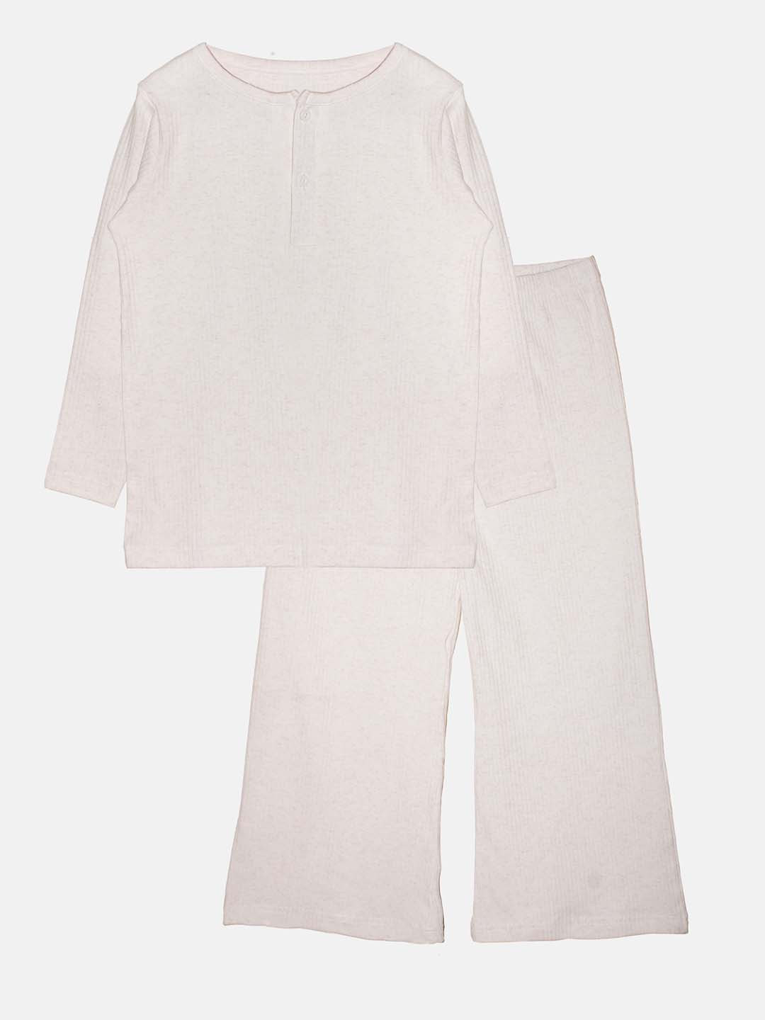 KiddoPanti Girls Off White Night suit