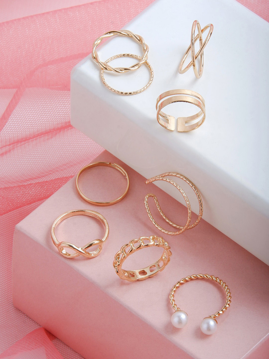 BEWITCHED Set of 9 Gold-Plated Finger Ring