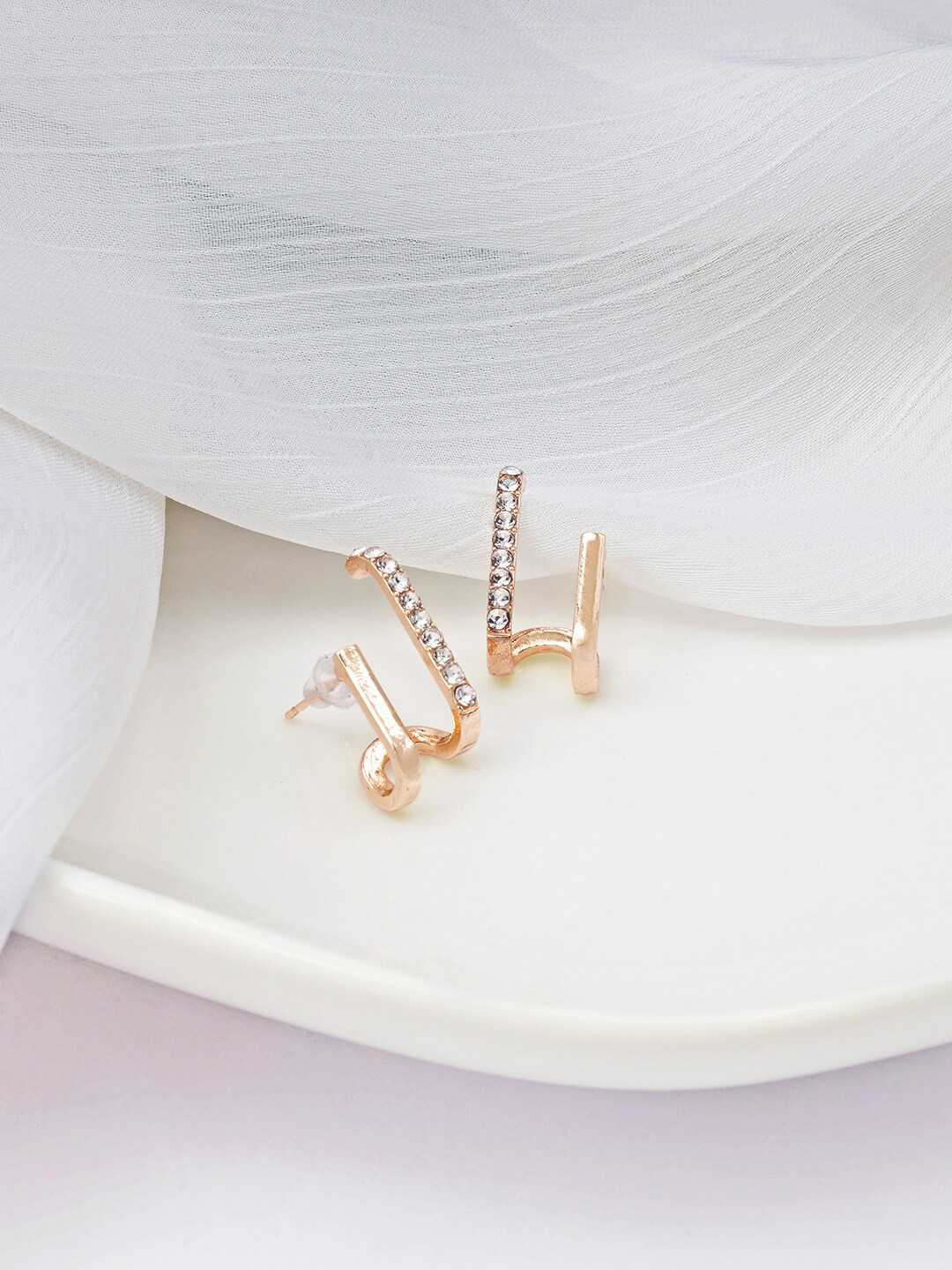 BEWITCHED Gold-Plated Contemporary Studs Earrings