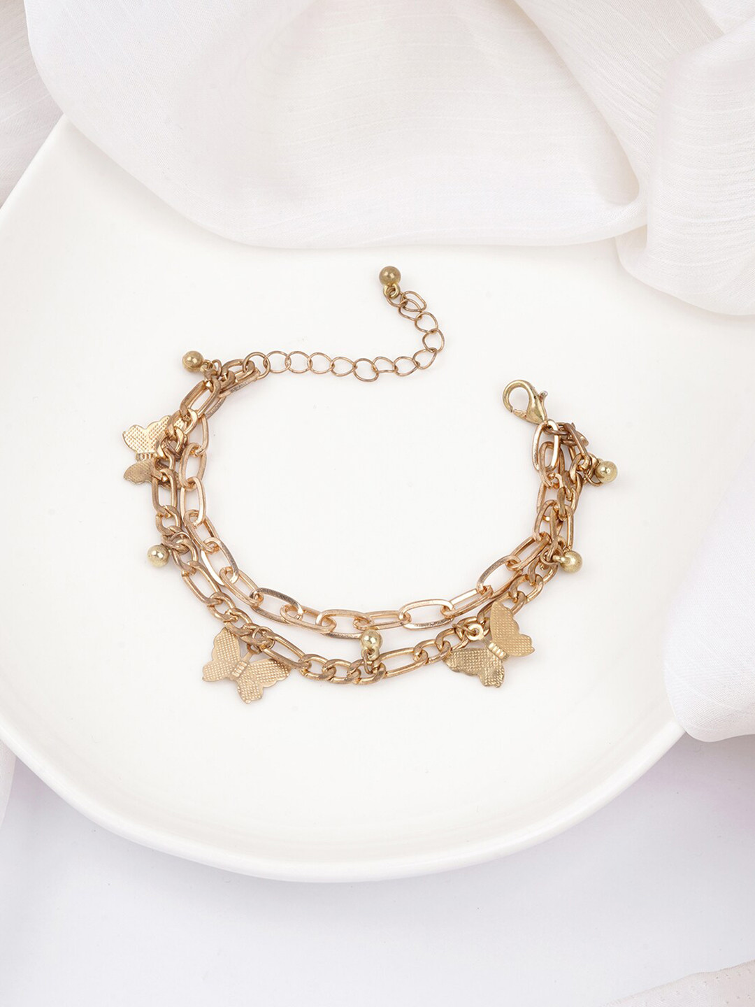 BEWITCHED Women Gold-Plated Butterfly Charm Bracelet