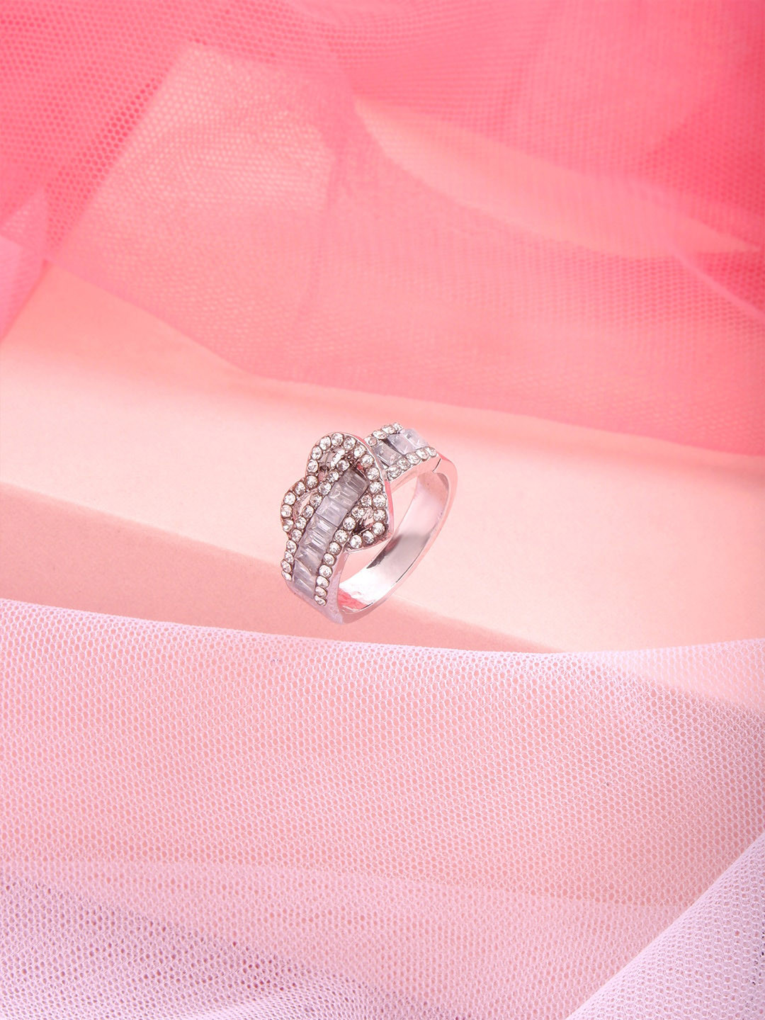 BEWITCHED Silver-Plated Stone-Studded Finger Ring