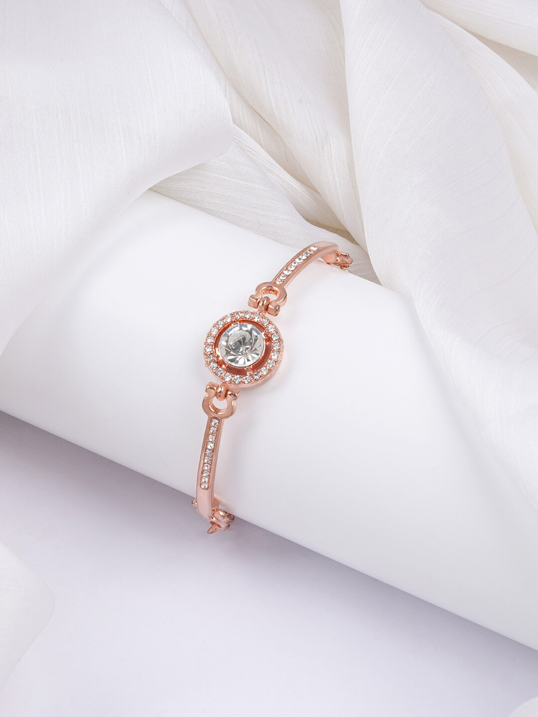BEWITCHED Women Rose Gold-Plated Stone Studded Wraparound Bracelet
