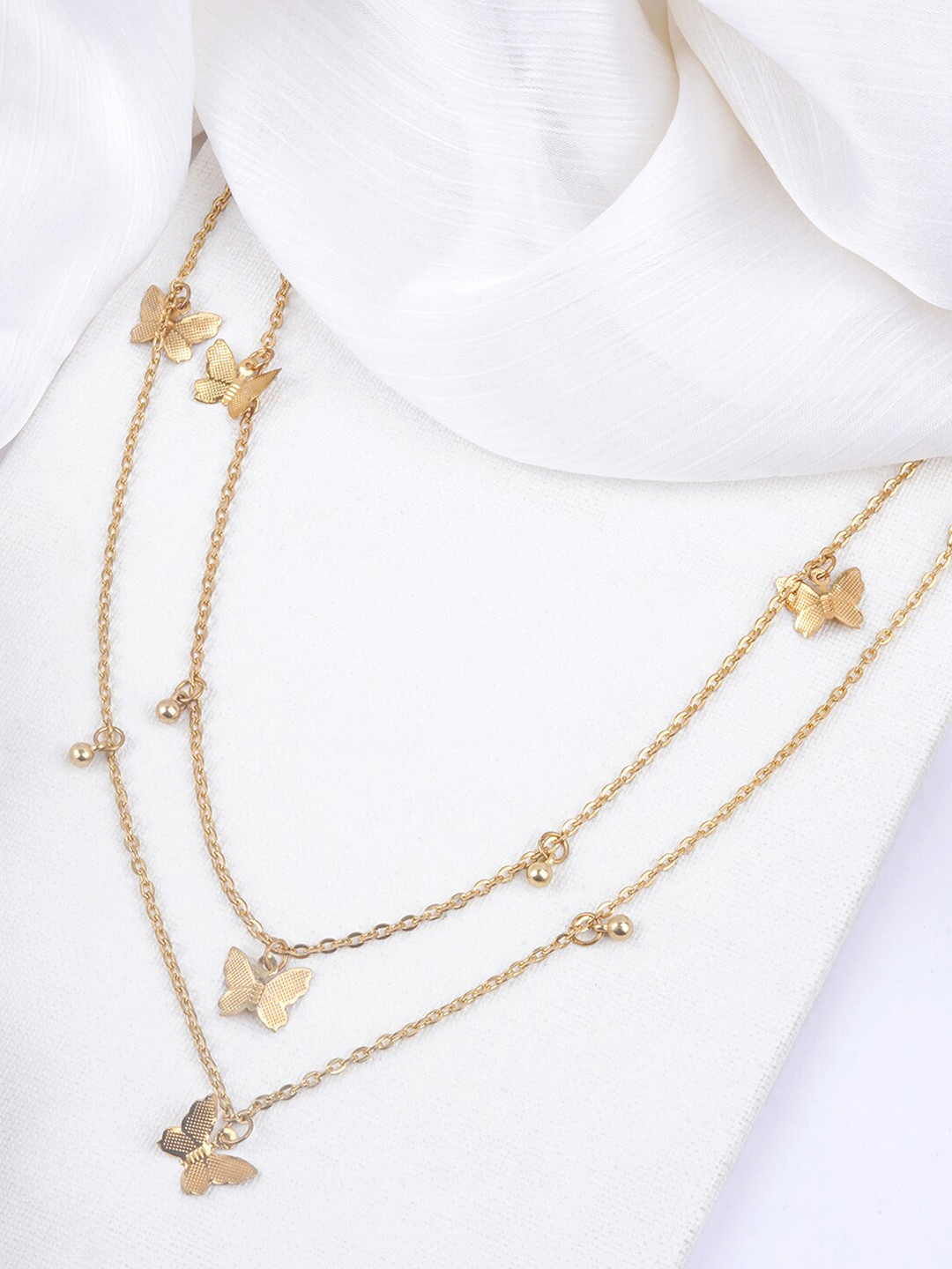 BEWITCHED Gold-Plated Layered Butterfly Pendant Necklace