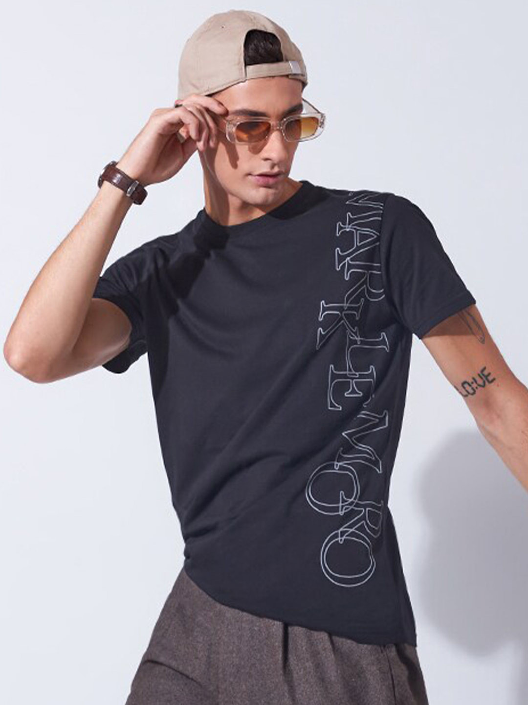 Markle Moro Typography Printed Cotton Slim Fit T-shirt