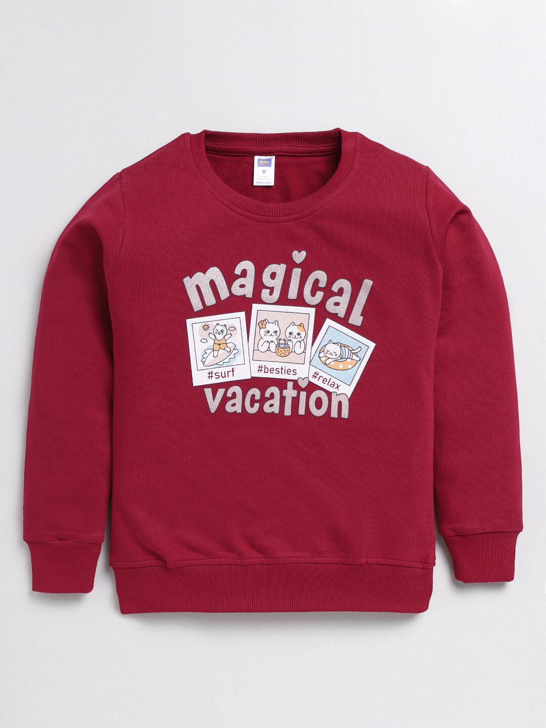 Nottie Planet Girls Magical Vacation Printed Loopknit Pure Cotton Pullover