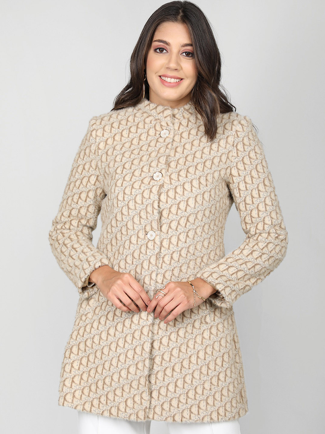 PROTEX Self Design Woollen Overcoat