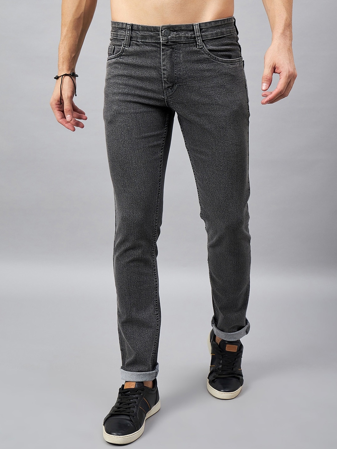 STUDIO NEXX Men Slim Fit Stretchable Dark Grey Jeans