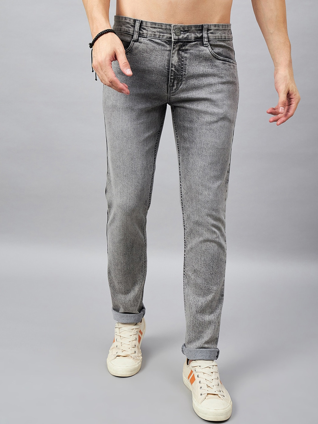 STUDIO NEXX Men Slim Fit Heavy Fade Grey Jeans