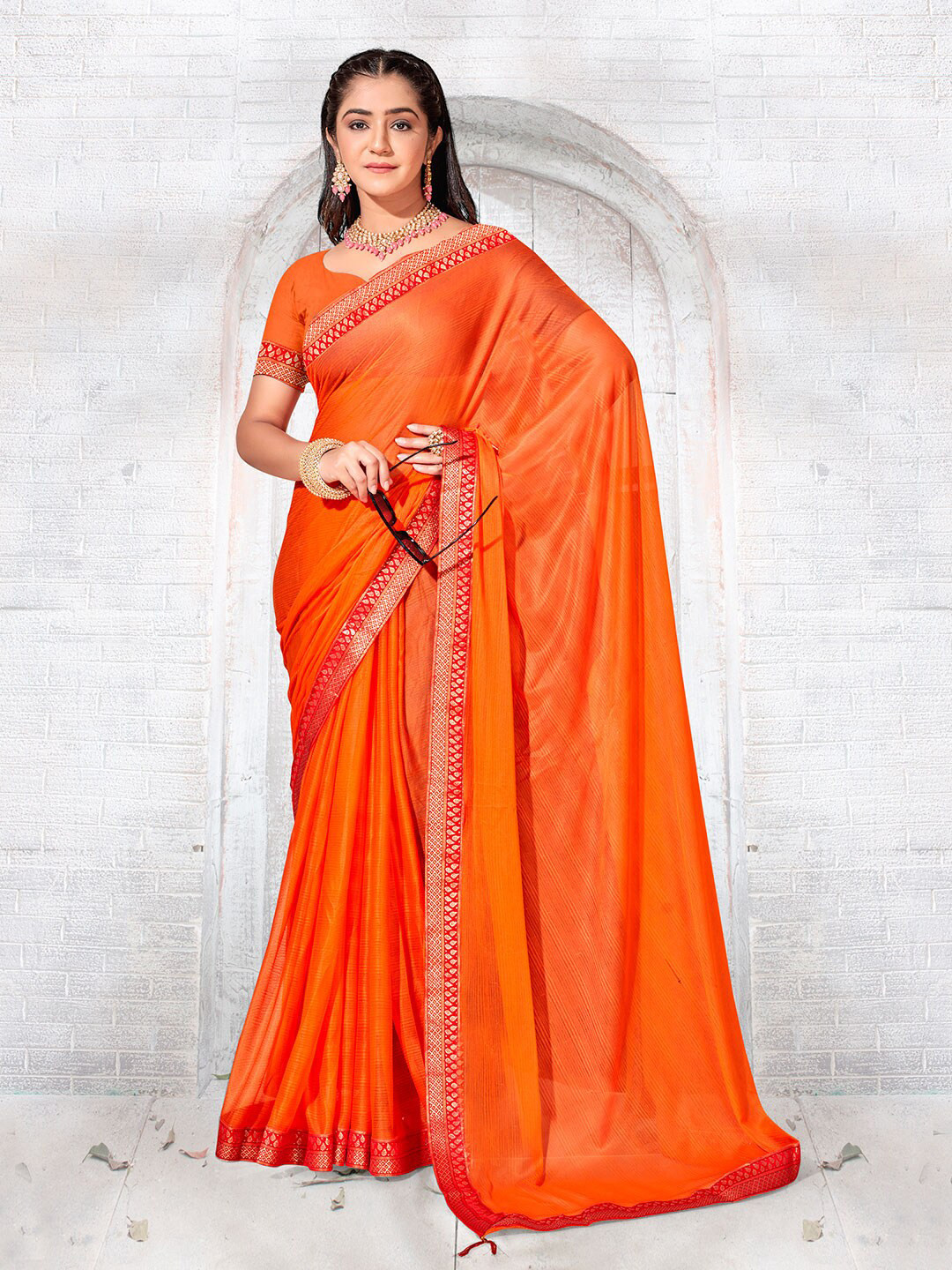 Anouk Rustic Woven Design Border Zari Saree