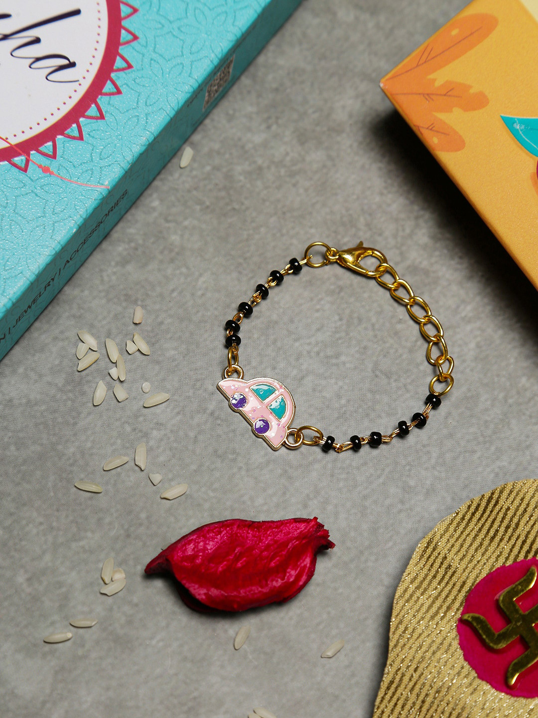 EL REGALO Kids Car Charm Rakhi With Roli & Chawal