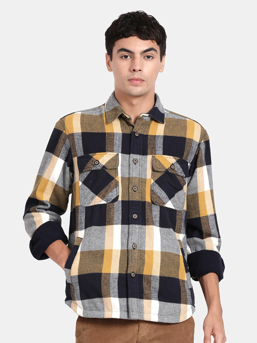 t-base Buffalo Checked Cotton Casual Shackets