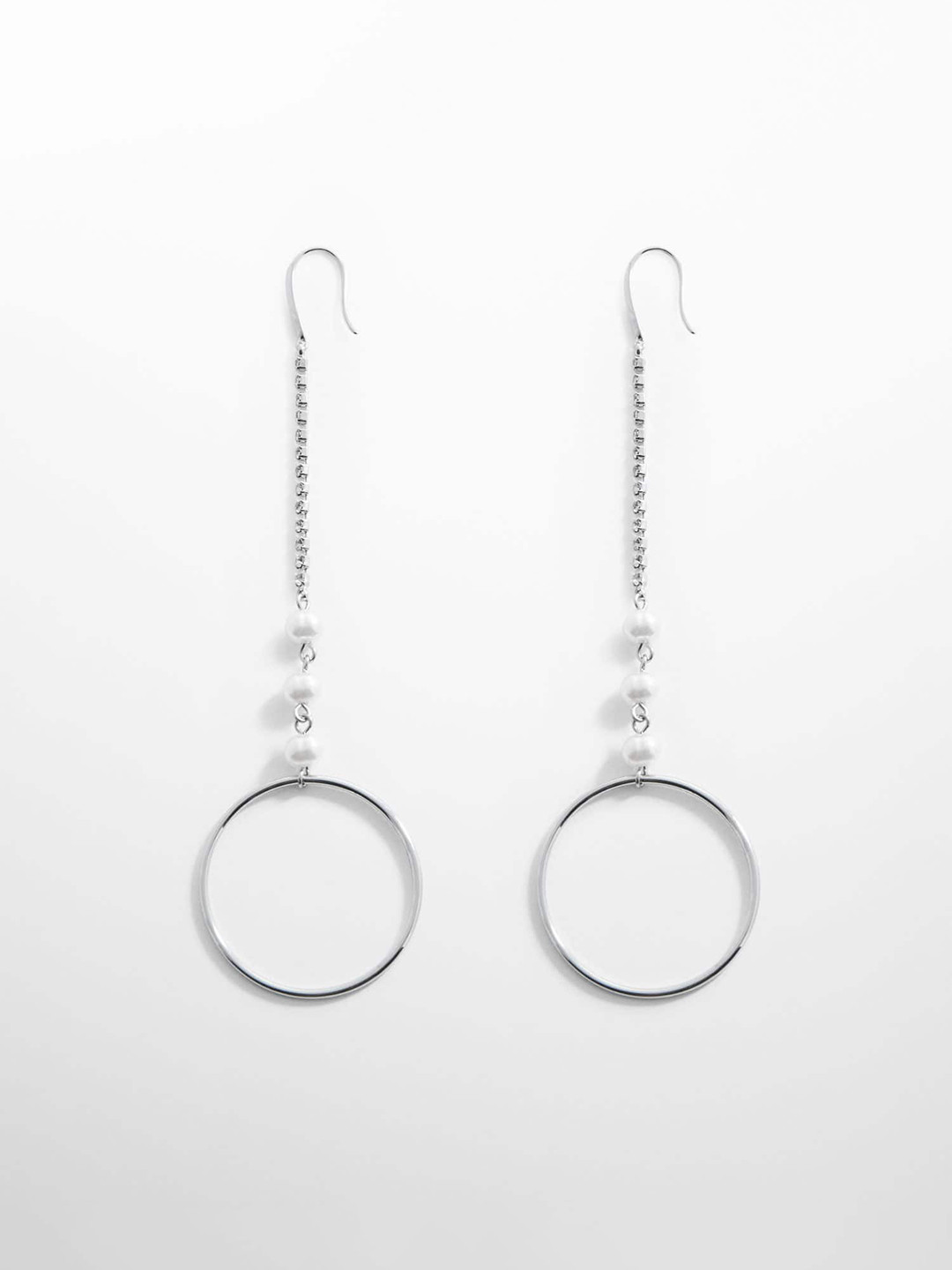 MANGO Stone Studded & Beaded Circular Drop Earrings