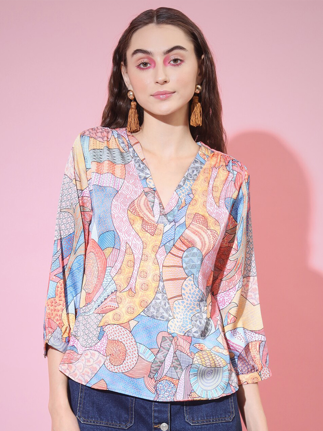 DressBerry Floral Print Satin Top