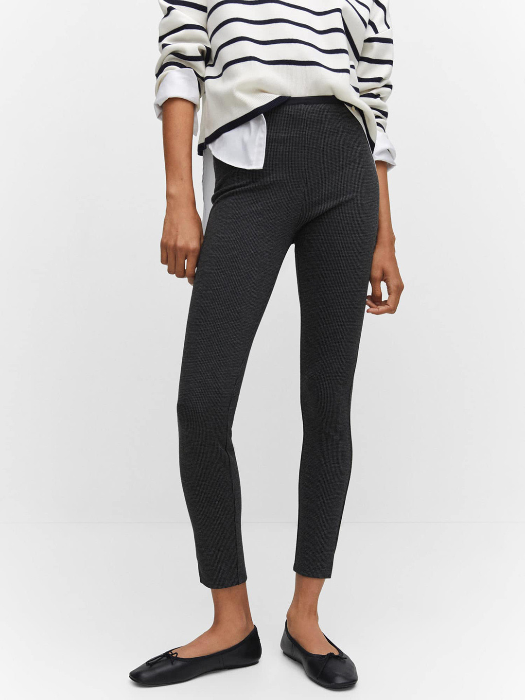 MANGO Women Houndstooth Cropped Leggings