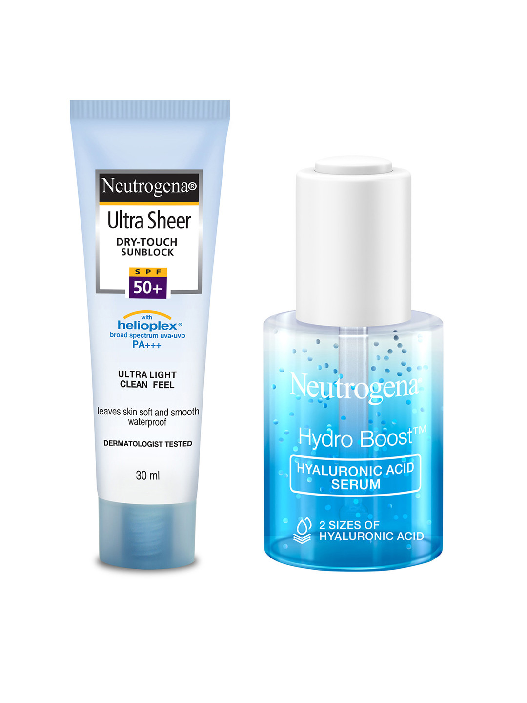 Neutrogena Set of Ultra Sheer Dry Touch Sunblock 30 ml + Hydro Boost HA Face Serum 30 ml