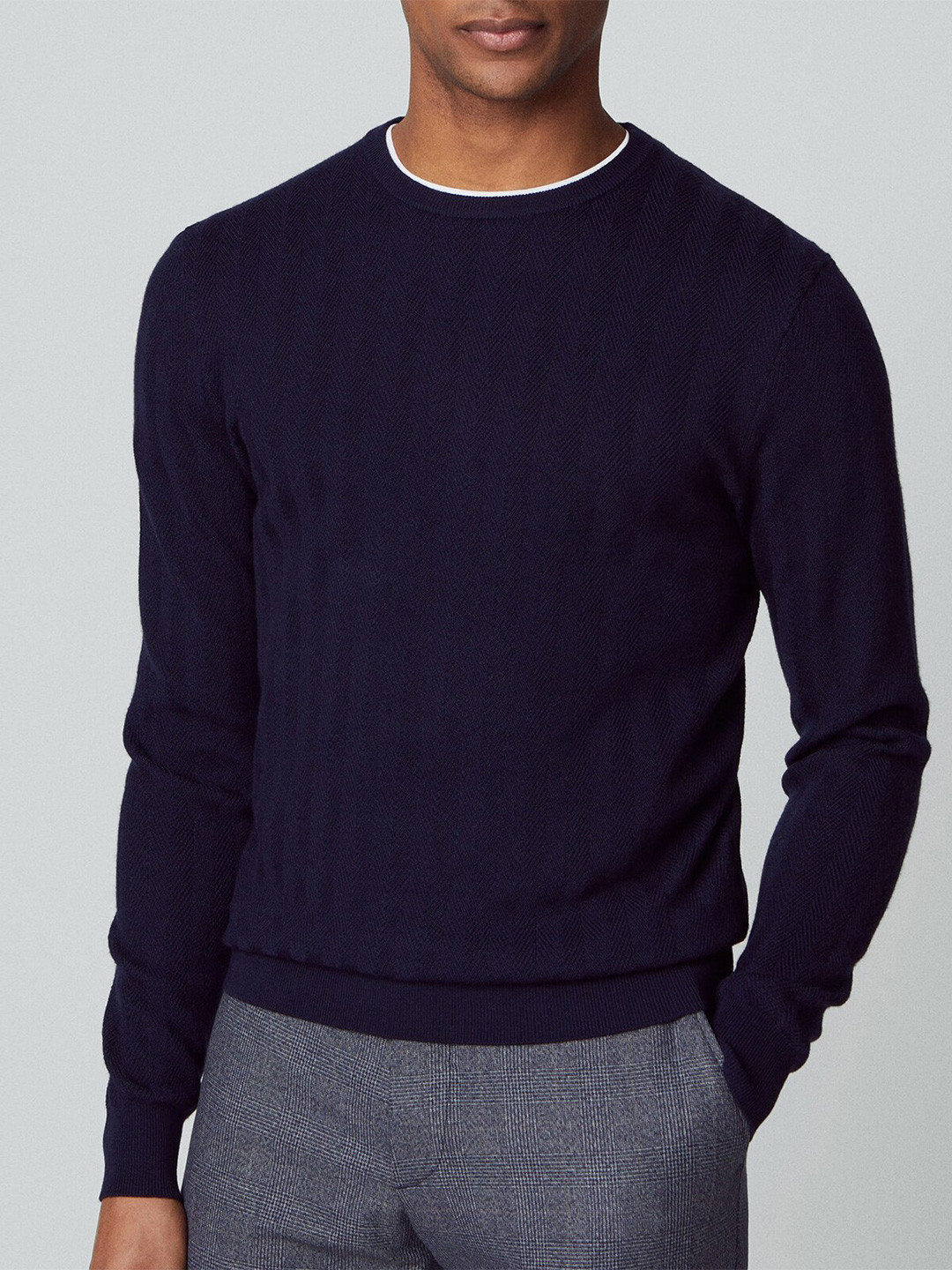 HACKETT LONDON Self Design Cable Knit Woollen Pullover Sweater