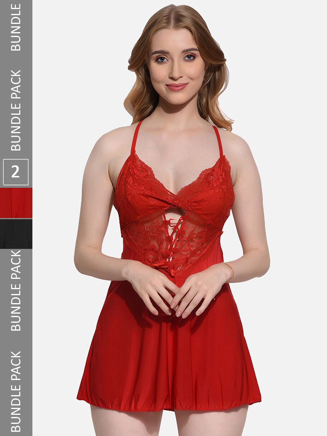 FIMS Pack Of 2 Self Design Modal Shoulder Straps Baby Doll