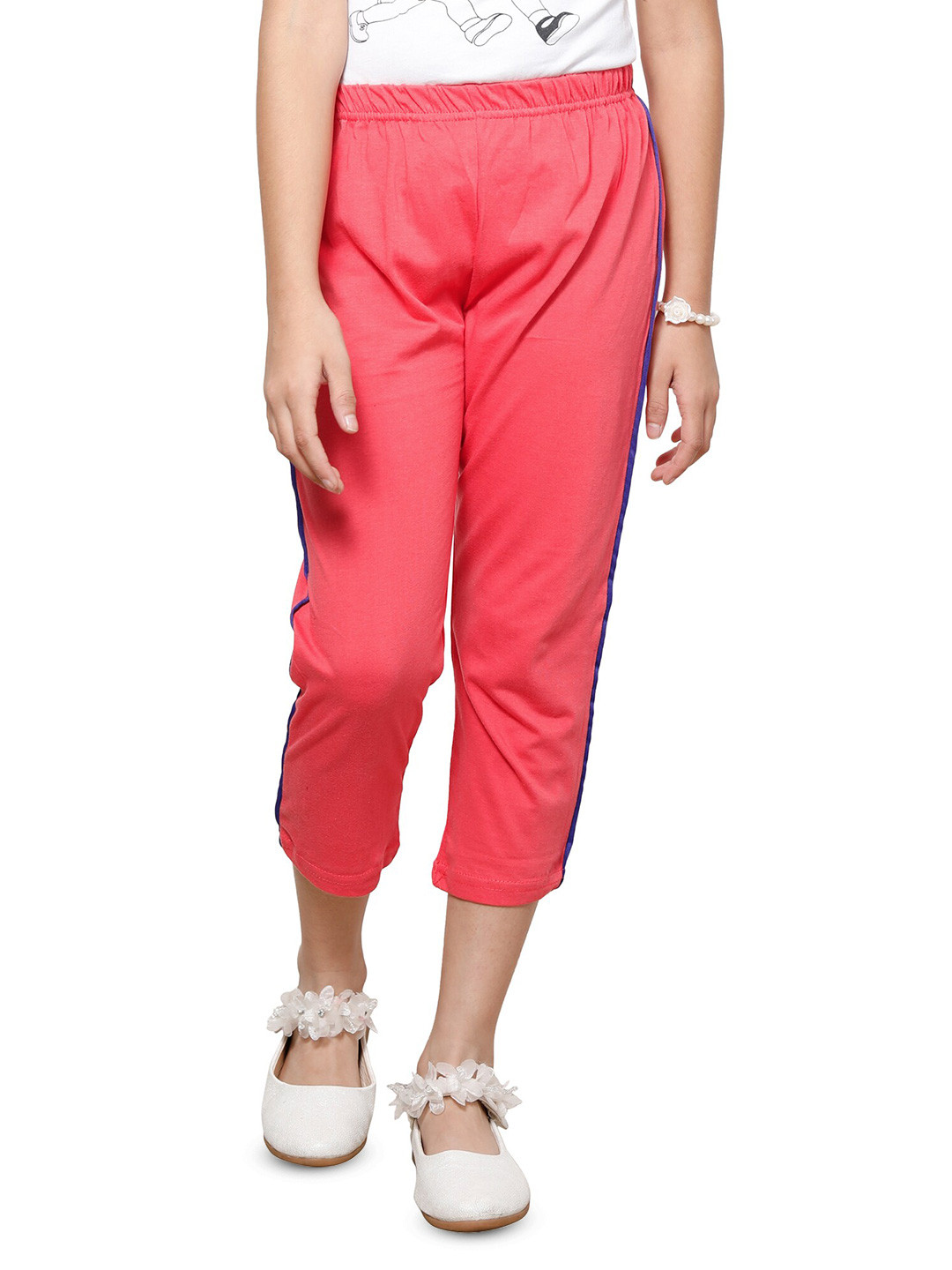 BAESD Girls Soft Pure Cotton Side Piping Capris