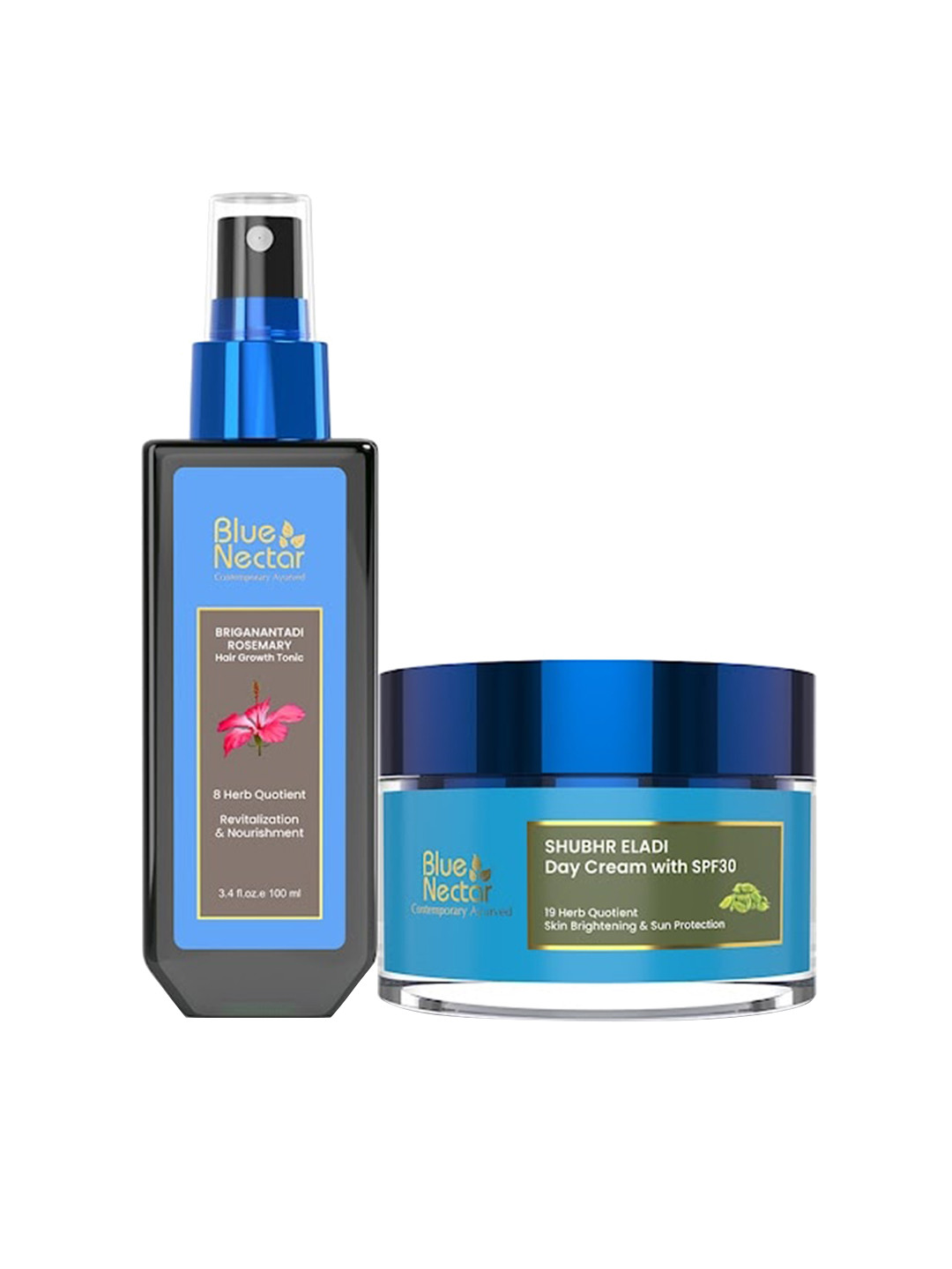 Blue Nectar Ayurvedic Hair Growth Serum With Rosemary Oil & Eladi Brightening Cream