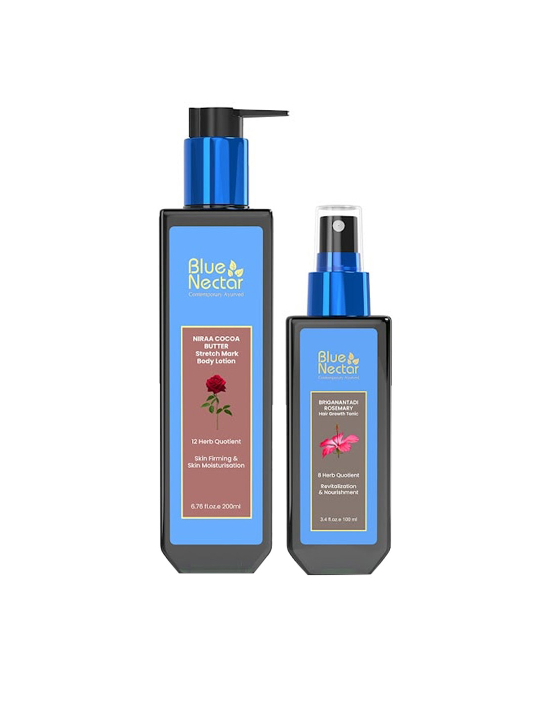 Blue Nectar Ayurvedic Hair Growth Serum With Oil & Stretch Mark Cream With Shea Butter