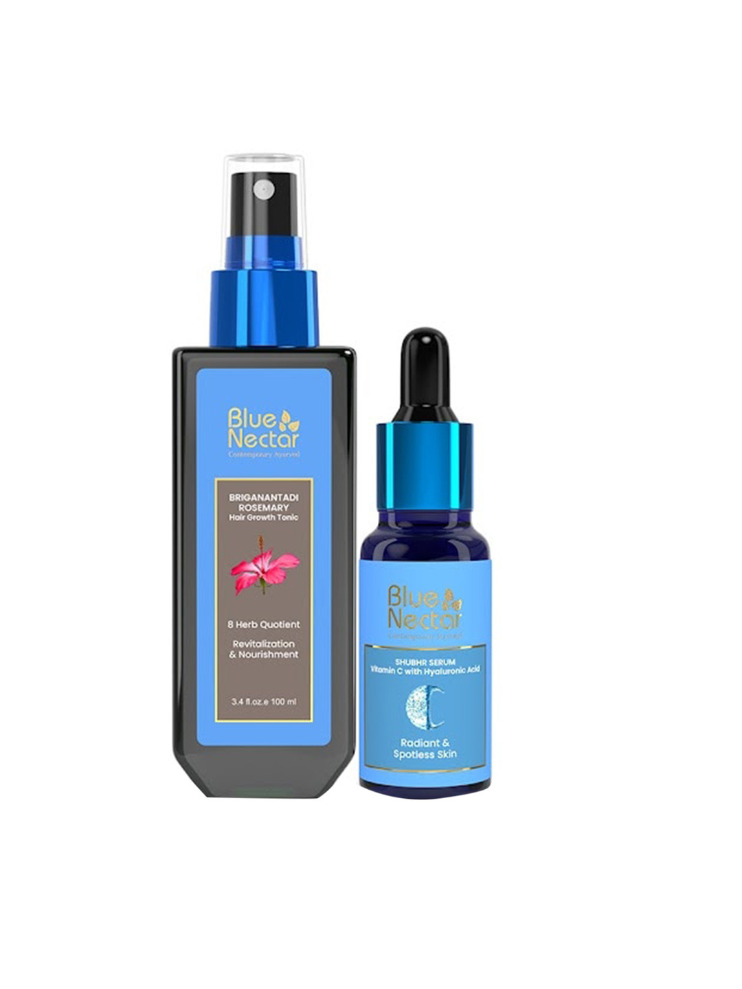 Blue Nectar Hair Growth Serum with Rosemary Oil 100ml & Vitamin C Face Serum