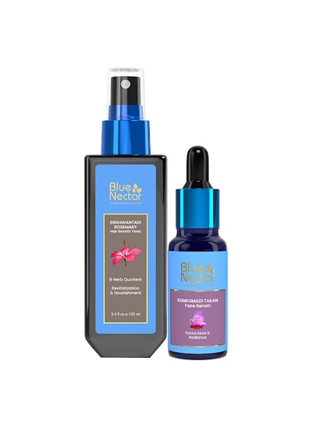 Blue Nectar Kumkumadi Face Glowing Oil Face Serum & Ayurvedic Hair Growth Serum With Oil