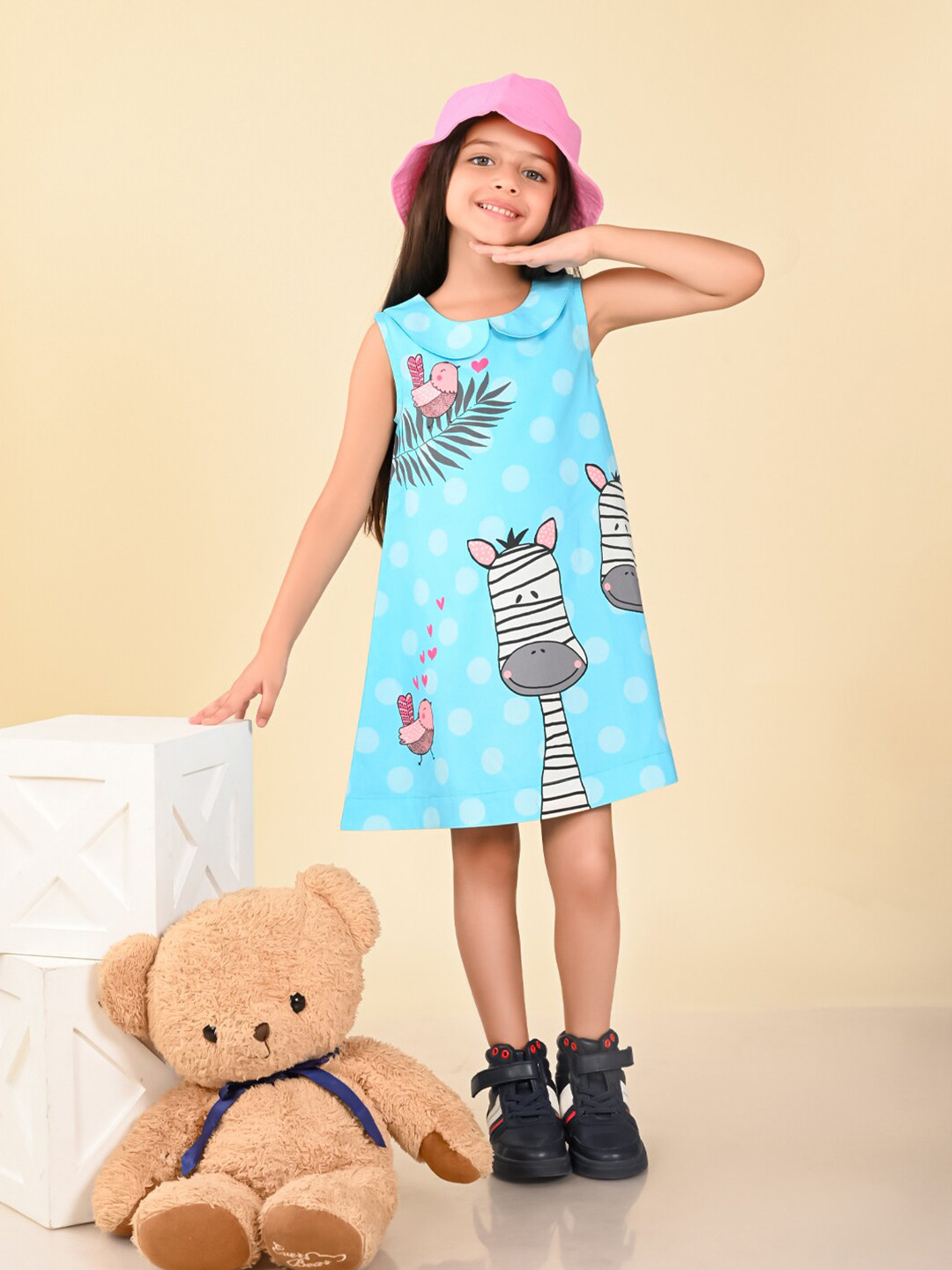 LilPicks Graphic Printed Peter Pan Collar Cotton A-Line Dress
