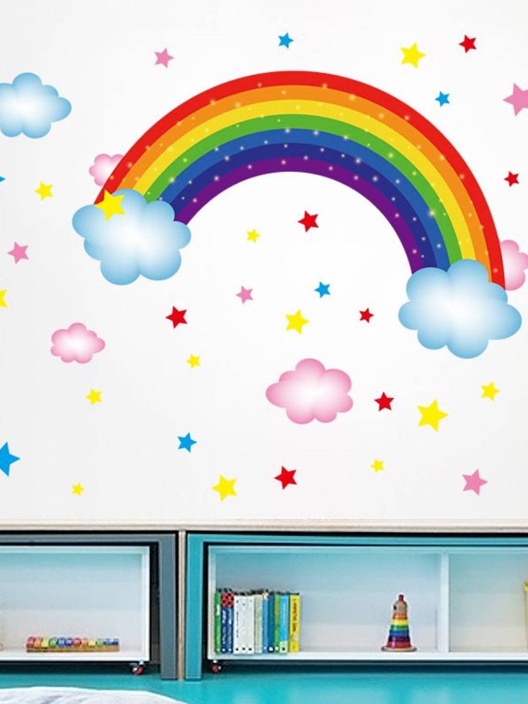 Jaamso Royals Blue & Red Rainbow Self-Adhesive Wall Sticker