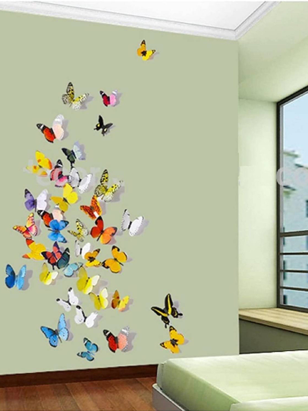 Jaamso Royals Yellow & Blue 15 Pieces Butterfly Self Adhesive Wall Sticker