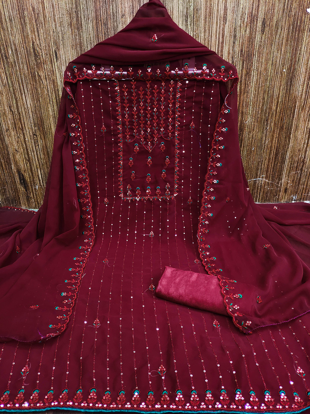 MANVAA Floral Embroidered Unstitched Dress Material