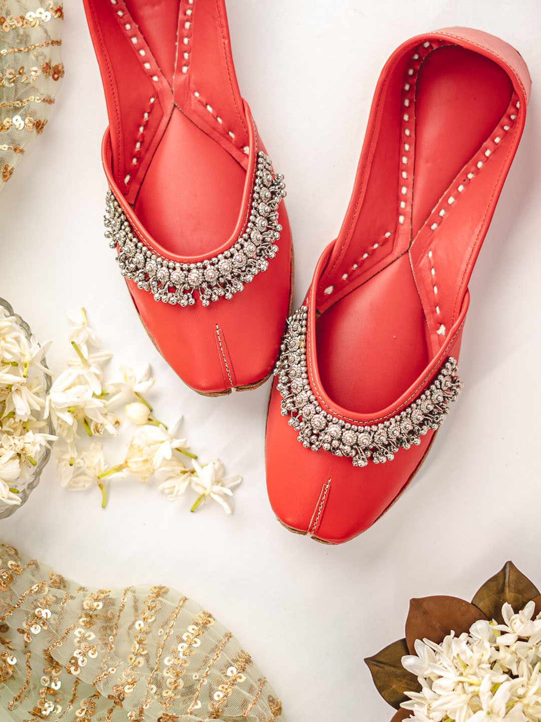 NR By Nidhi Rathi Square Toe Ethnic Embellished Mojaris