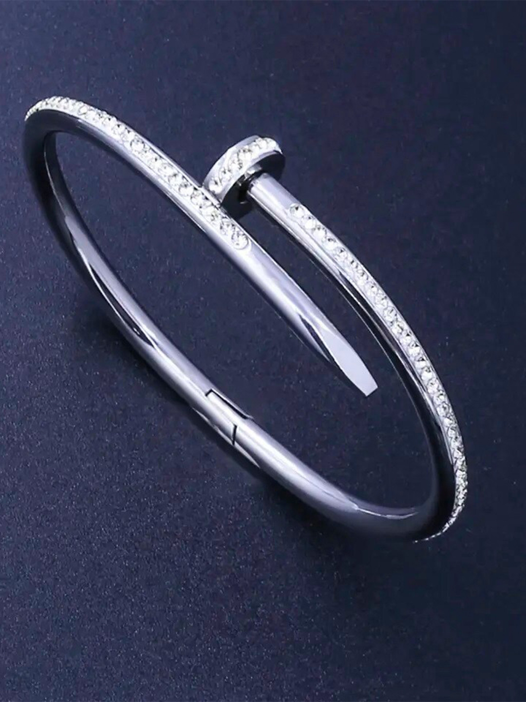 MEENAZ Unisex Silver-Plated Kada Bracelet